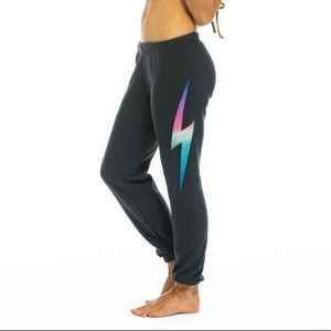 NWT Aviator Nation Bolt Sweatpants - Rainbow Pink - Medium